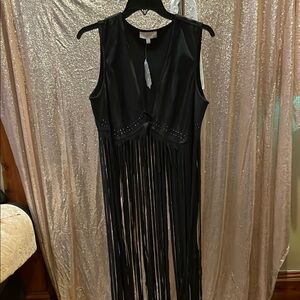 Elegant Black Fringe Blouse NWT